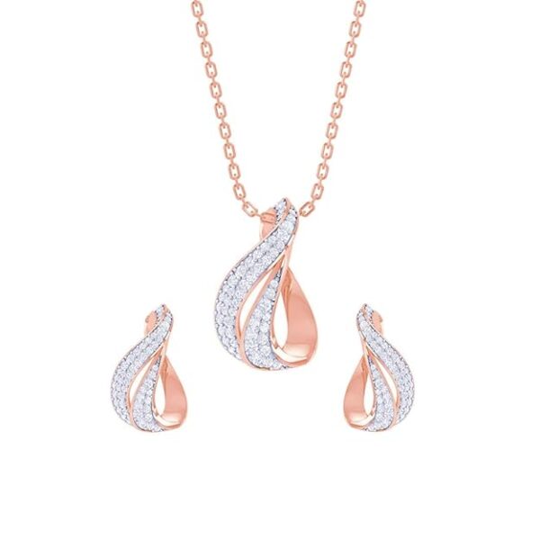 Clara 925 Sterling Silver Agda Pendant Earring Chain Jewellery Set | Rose Gold Rhodium Plated, Swiss Zirconia | Gift for Women & Girls
