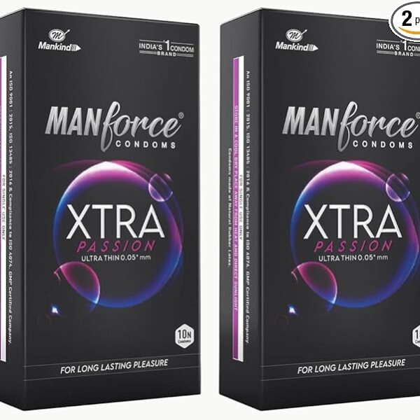 Manforce Xtra Passion Ultra Thin Climax Delay Condoms, Unflavoured, 10 Pcs (Pack of 2)
