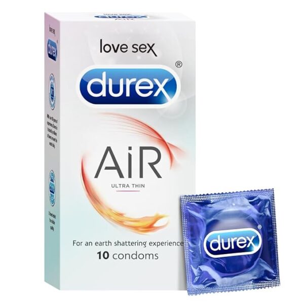 Durex Air Condoms for Men - 10 Count |Suitable for use with lubes & toys